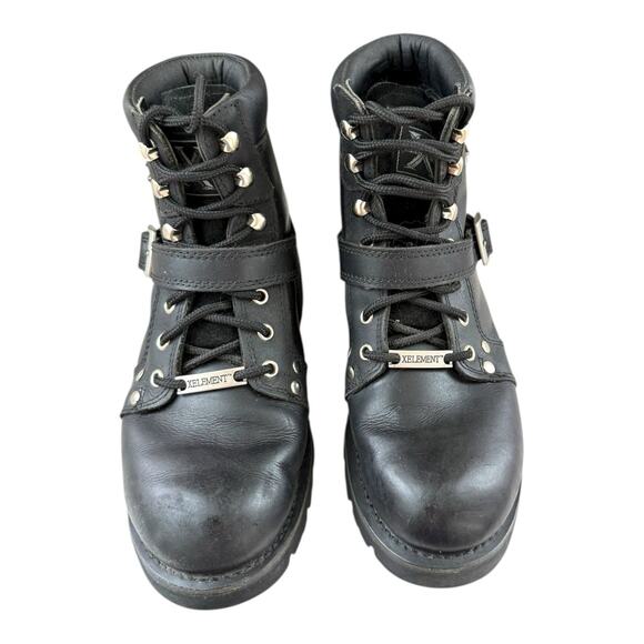 Xelement Biker Boots Womens Sz 10 Real Leather Lace Up Combat Boots EUC - Picture 3 of 15